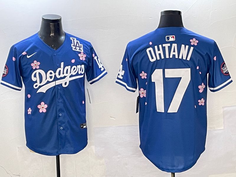 Men Los Angeles Dodgers #17 Ohtani Blue Sakura Edition 2025 Nike MLB Jersey style 6->los angeles dodgers->MLB Jersey